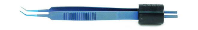 Blue Titanium Iris Angled Bipolar Forceps